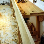 12 foot long bench with overhanging board
