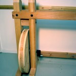 photo of assembled legs, flywheel and spindle