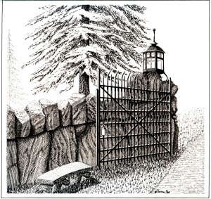iron gate and stone wall