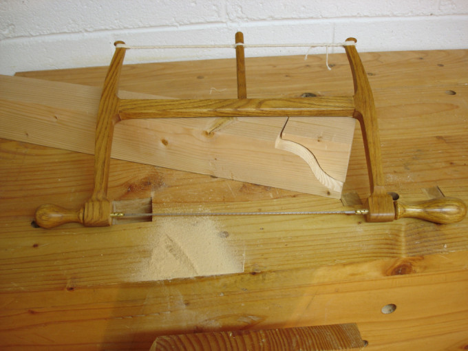 photo of turning saw and decorative cut in 3x3 lumber