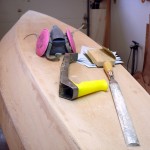 photo of hull and sanding and shaping tools