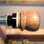 photo of turned box on the lathe