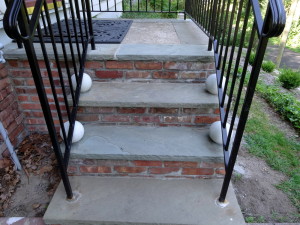 photo of garden globes on steps