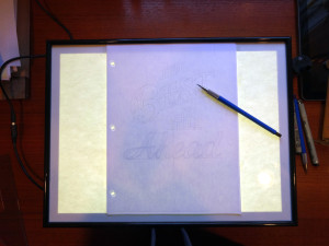 photo of tracing box - lighted and in use
