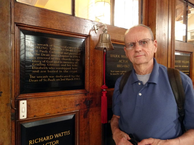 photo of Bob at the memorial plaque