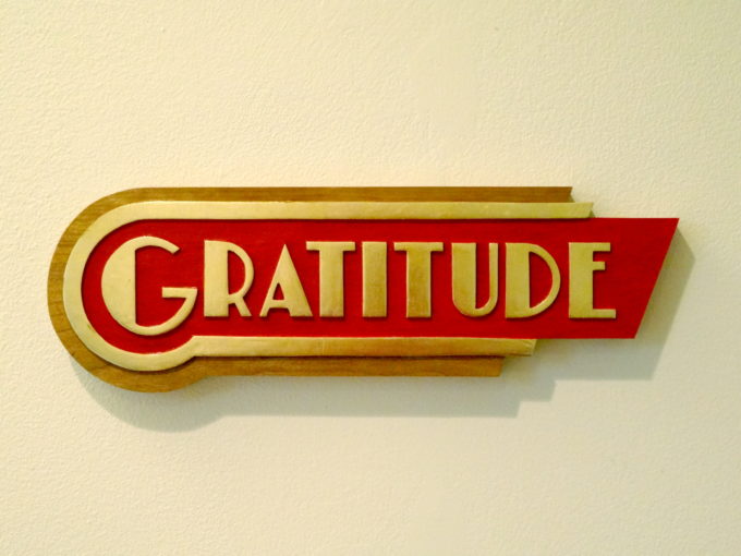 photo of a plaque that says "Gratitude"