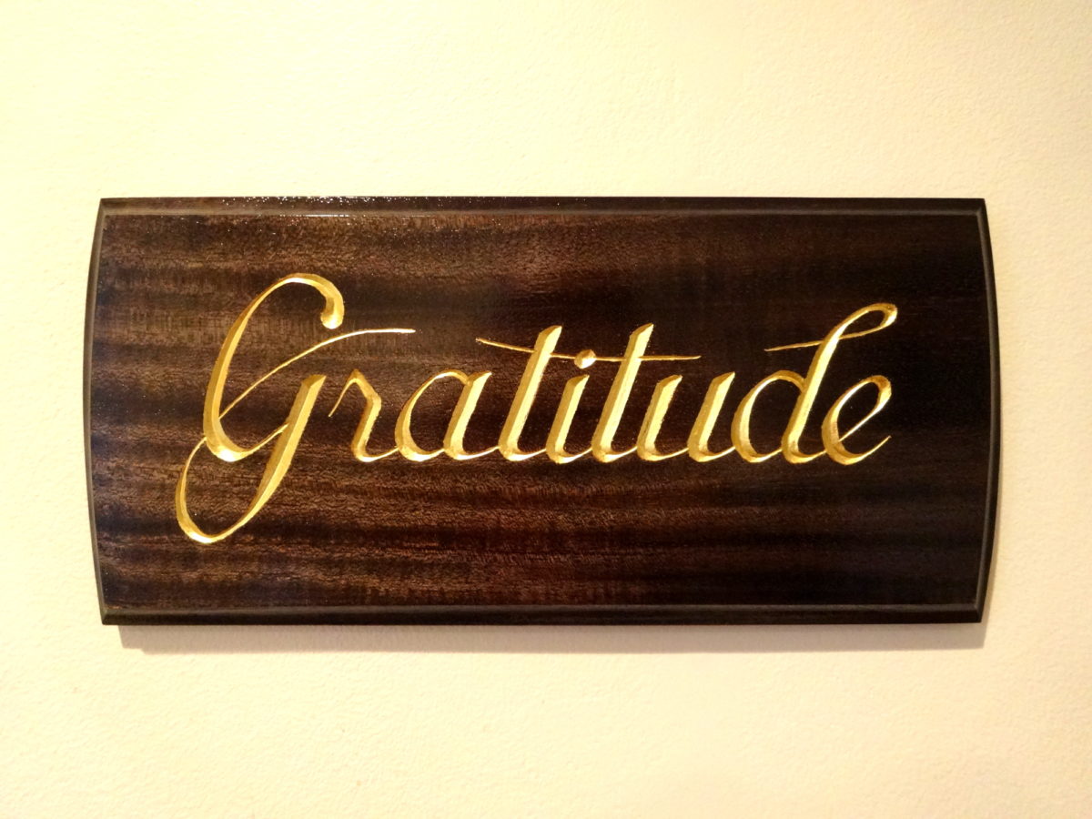 photo of a Gratitude plaque