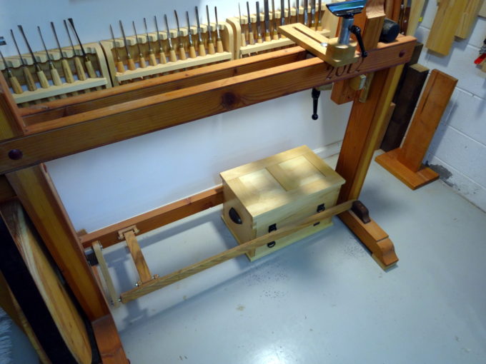 photo of lathe tool chest under the lathe