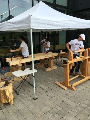 Guys at the Trinity College School's woodworking club