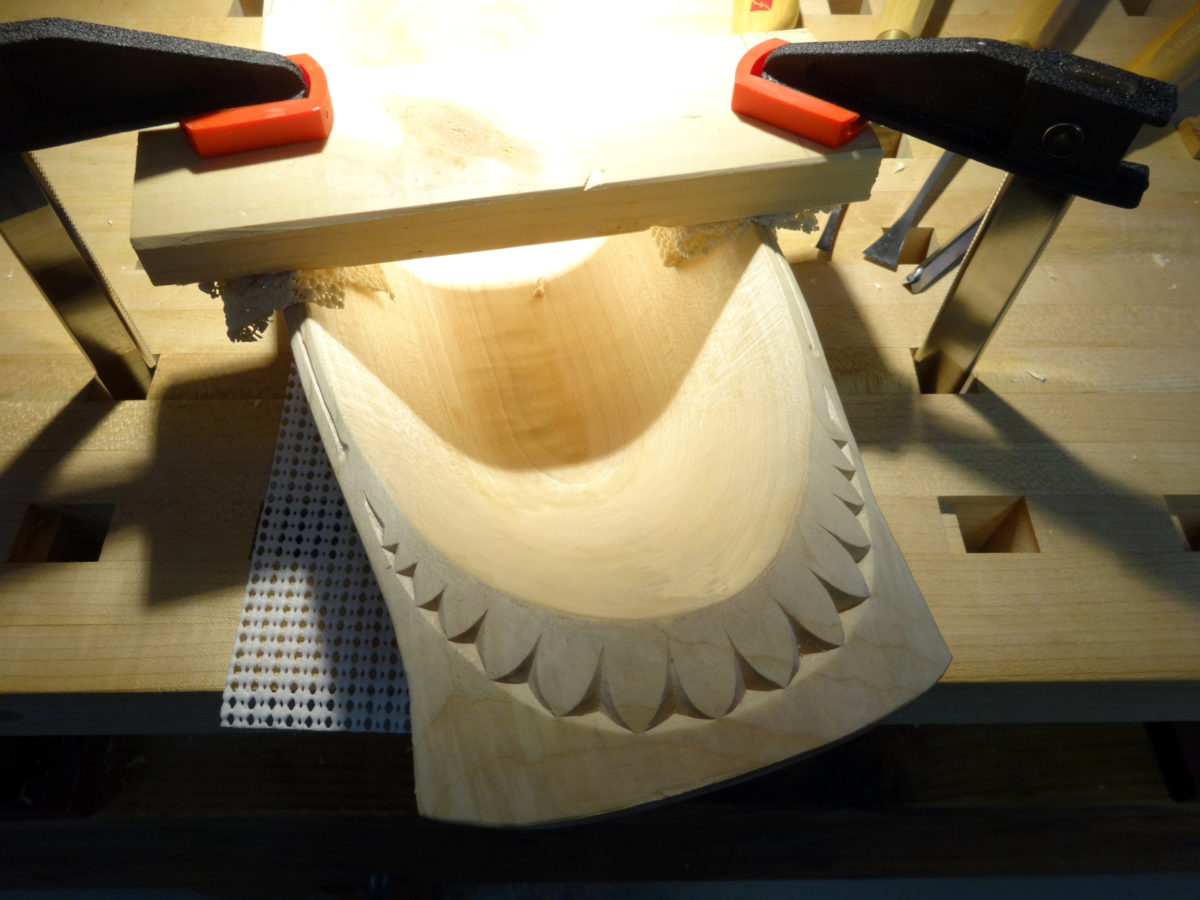 photo - bowl positioned for carving the necklace